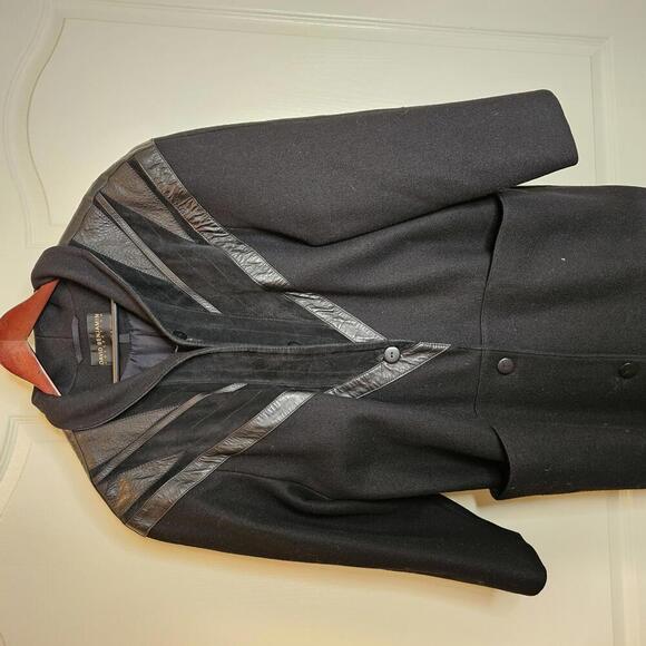 Vintage 1980's Wool and Leather David Benjamin Collection Women's Coat Size 10 - Picture 1 of 9